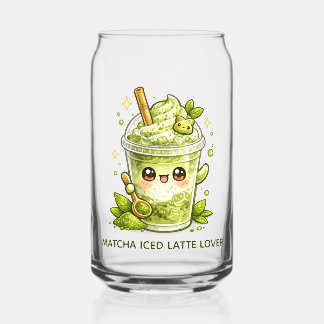 Con Forma De Lata Matcha Green Tea Iced Latte Kawaii Vaso