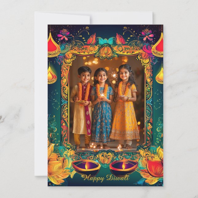 Con foto de Turquoise Diwali Splendor (Anverso)