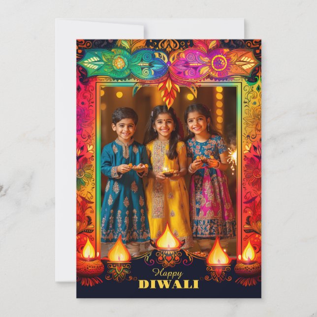 Con foto Esplendor de Diwali del arcoíris (Anverso)