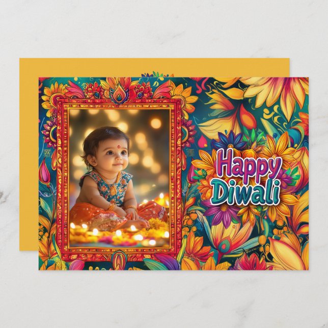 Con foto feliz Diwali (Anverso / Reverso)