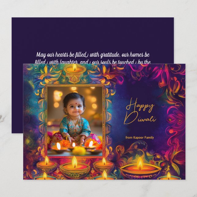 Con foto feliz Diwali (Anverso / Reverso)