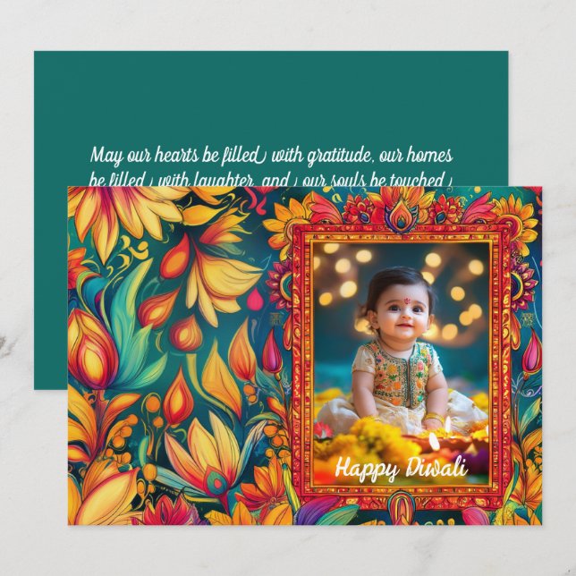 Con foto feliz Diwali (Anverso / Reverso)