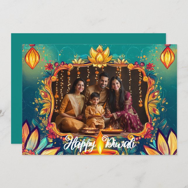 Con foto y texto personalizado tarjeta Diya Dreams (Anverso / Reverso)