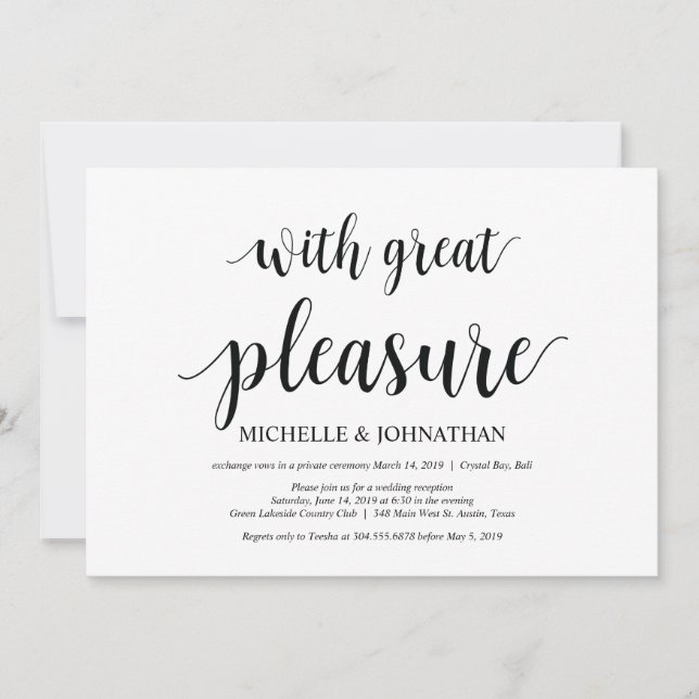 Con gran placer, invitaciones de boda Elopement (Anverso)