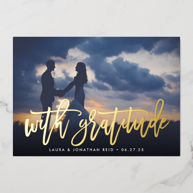 Con gratitud | Tarjeta de agradecimiento del Boda  (Anverso)