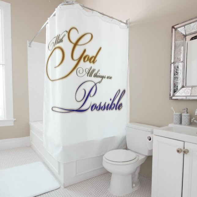 con la cortina de ducha de Dios (In situ)