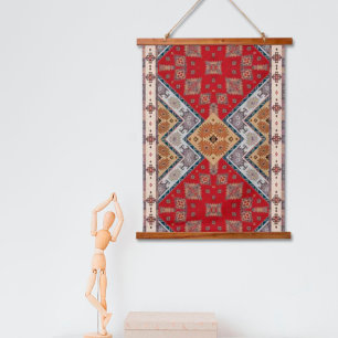 Con Marco De Madera Alfombra turca kilim beige roja Tapiz mural orient