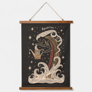 Con Marco De Madera Tapiz Aquarius Celestial Zodiac Art