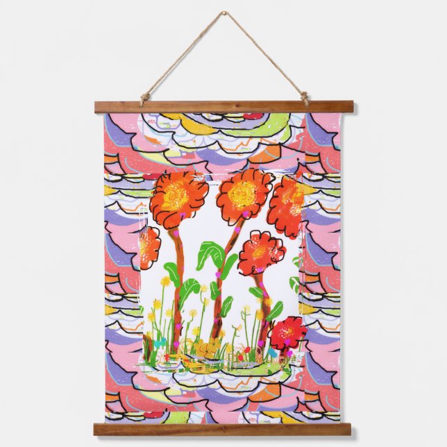Con Marco De Madera Tapiz - Art Deco Floral  (Anverso)