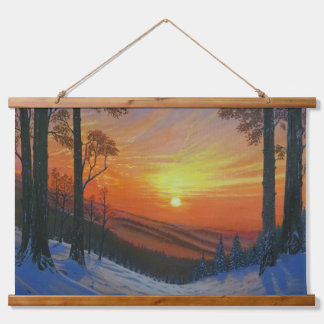 Con Marco De Madera Tapiz - "Atardecer sobre bosque nevado"