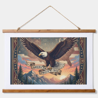 Con Marco De Madera Tapiz del águila calva americana - Vintage America
