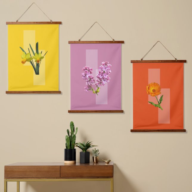 Con Marco De Madera Tapiz - Imágenes botánicas (Asimétrico)