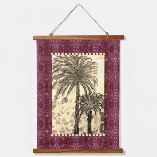 Con Marco De Madera Tapiz - Palmera Sepia (Anverso)