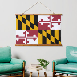 Con Marco De Madera Tapiz Patriótico Maryland, Bandera Maryland