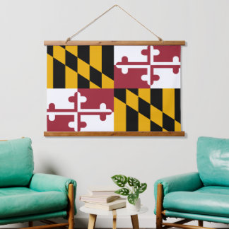 Con Marco De Madera Tapiz Patriótico Maryland, Bandera Maryland