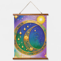 Tapiz Retro Boho Vintage Sol Luna Estrellas Hippie