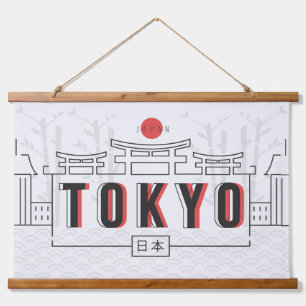 Con Marco De Madera Tokio Japón Colgando tapiz