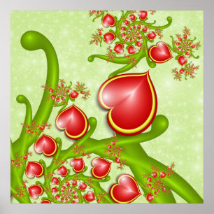 Con mucho amor Corazón Rojo Amarillo Arte Fractal