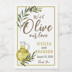 Con Oliva Nuestro Amor Etiqueta de Botella de Boda