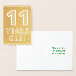 Con Relieve Metalizado 11.º cumpleaños: audaz "¡11 años!" Tarjeta de Reli