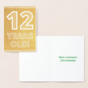 Con Relieve Metalizado 12º cumpleaños: audaz "¡12 años!" Tarjeta de Relie