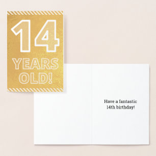 Con Relieve Metalizado 14 Aniversario audaz: "¡14 AÑOS!" Tarjeta de Relie