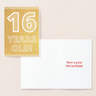 Con Relieve Metalizado 16º cumpleaños: Audaz "¡16 AÑOS!" Tarjeta de Relie