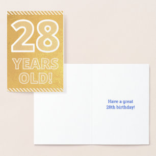 Con Relieve Metalizado 28 Aniversario: Audaz "¡28 AÑOS!" Tarjeta de Relie