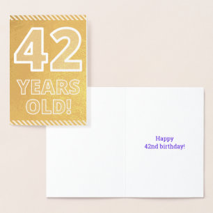 Con Relieve Metalizado 42º cumpleaños: audaz "¡42 años!" Tarjeta de Relie