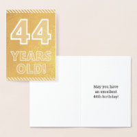 44º cumpleaños: audaz "¡44 años!" Tarjeta de Relie