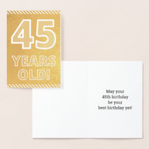 Con Relieve Metalizado 45º cumpleaños: audaz "¡45 años!" Tarjeta de Relie
