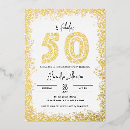 Con Relieve Metalizado 50.ª invitación de cumpleaños | 50 y fabuloso real