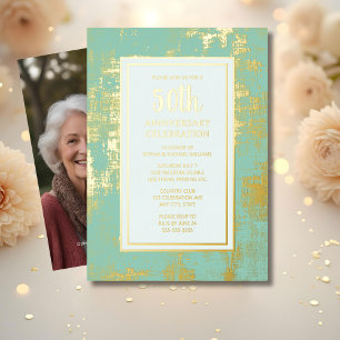 Con Relieve Metalizado 50.º aniversario Boda Invitación Dorada