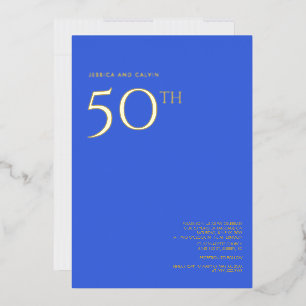 Con Relieve Metalizado 50.º Aniversario Boda Invitación Royal Blue