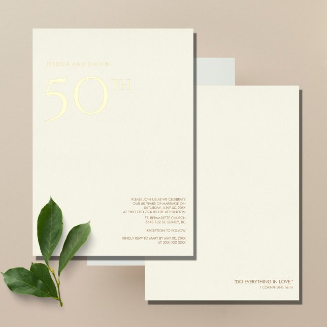 Con Relieve Metalizado 50.º Boda Aniversario Invitación (Subido por el creador)