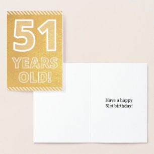 Con Relieve Metalizado 51° cumpleaños: audaz "¡51 años!" Tarjeta de Relie