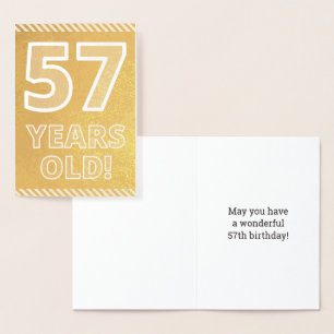Con Relieve Metalizado 57° cumpleaños: audaz "¡57 años!" Tarjeta de Relie