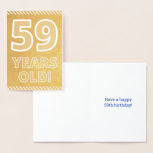 Con Relieve Metalizado 59º cumpleaños: audaz "¡59 años!" Tarjeta de Relie