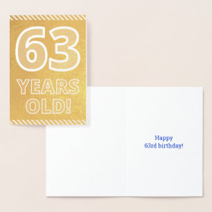 Con Relieve Metalizado 63 Aniversario: Audaz "¡63 AÑOS!" Tarjeta de Relie