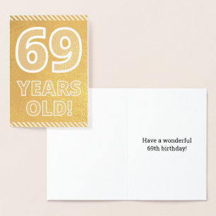 Con Relieve Metalizado 69º cumpleaños: audaz "¡69 años!" Tarjeta de Relie