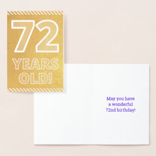Con Relieve Metalizado 72º cumpleaños: audaz "¡72 años!" Tarjeta de Relie