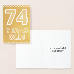 Con Relieve Metalizado 74 Aniversario: Audaz "¡74 AÑOS!" Tarjeta de Relie