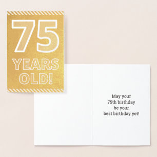 Con Relieve Metalizado 75º cumpleaños: audaz "¡75 años!" Tarjeta de Relie