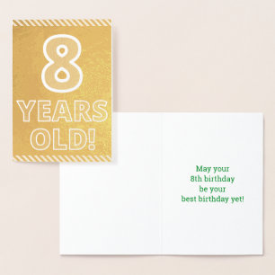 Con Relieve Metalizado 8 Aniversario - Audaz "¡8 AÑOS!" Tarjeta de Reliev