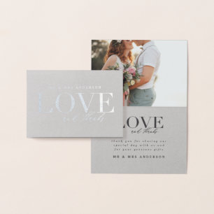 Con Relieve Metalizado Amor y agradecimiento boda tarjeta de agradecimien