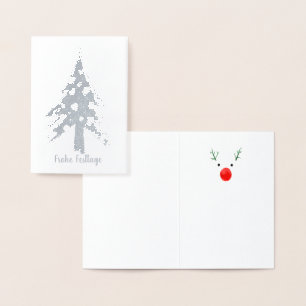 Con Relieve Metalizado Árbol de navidad tarjeta