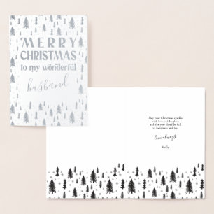 Con Relieve Metalizado Árboles de Navidad Feliz Esposo Tarjeta de Papel d