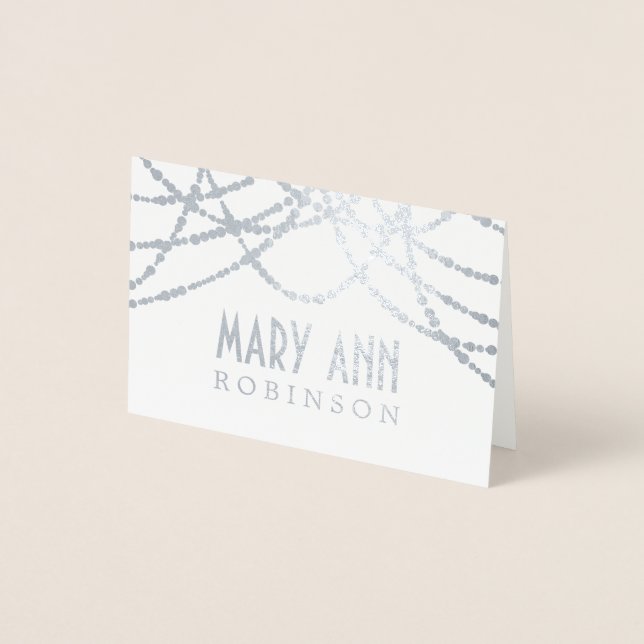 Con Relieve Metalizado Art Deco Lugar de Asiento Tarjeta Plata Pie Luces (Anverso)