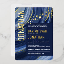 Bar Mitzvah Agate Marble REAL Invitación al Reliev