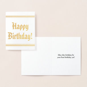 Con Relieve Metalizado Básico, simple "¡Feliz cumpleaños!" Tarjeta
